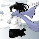  black_hair emukami scarf school_uniform sky 
