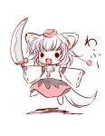  animal_ears chibi fang highres inubashiri_momiji solo sword tail touhou weapon white_hair wolf_ears wolf_tail yume_shokunin 