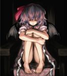  barefoot european_clothes feet leg_hug maybe0330 remilia_scarlet touhou 