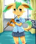  flute furry g-sun leafeon pokemon school_uniform 