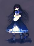  black_dress blue_hair bow crossed_arms dress european_clothes frederica_bernkastel kneehighs long_hair mary_janes tail umineko_no_naku_koro_ni violet_eyes 