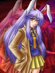  animal_ears bunny_ears coat contemporary five-seven hands_in_pockets long_hair necktie purple_hair rabbit_ears red_eyes reisen_udongein_inaba skirt solo touhou zoom_layer 