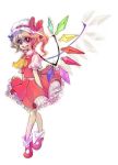  flandre_scarlet grin hat mary_janes petticoat red_eyes shio_(kuroame) shoes smile solo touhou wings 