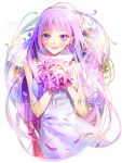  blush dress flower hanamura_mai happy long_hair pink_hair purple_eyes smile sophie_(tales_of_graces) tales_of_(series) tales_of_graces title_drop very_long_hair violet_eyes 