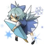  :p ;p aqua_hair bad_id blue_dress cirno dress minigirl mitsuki32k no_socks popsicle snowflakes tongue touhou wings wink 