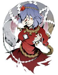  glowing glowing_eyes kyo kyo_(kuroichigo) purple_hair red_eyes rope short_hair snake touhou yasaka_kanako 