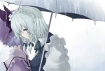  blue_eyes blue_hair braid european_clothes hairband hat izayoi_sakuya multiple_girls remilia_scarlet sakuraba_yuuki short_hair silver_hair touhou twin_braids umbrella 