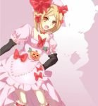  angry blonde_hair dress fang lambdadelta pink pink_dress pumpkin ribbon ribbons umineko_no_naku_koro_ni yellow_eyes 