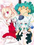  animal_ears blonde_hair cat_ears cat_eyes flandre_scarlet green_eyes hat kemonomimi_mode komeiji_koishi multiple_girls red_eyes short_hair side_ponytail slit_pupils thigh-highs thighhighs touhou usotsukiya white_hair white_legwear white_thighhighs zettai_ryouiki 