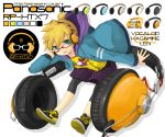  aqua_eyes bad_id bespectacled blonde_hair glasses headphones hooded_jacket kagamine_len ligretto male product_placement shorts smile solo vocaloid 