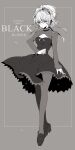  1girl breasts closed_mouth darker_than_black dress greyscale looking_at_viewer monochrome ponytail short_hair simple_background solo yin_(darker_than_black) 