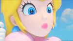  3d animated animated_gif cgi crossover holding_weapon nintendo nintendo_switch princess_peach rabbid super_mario_bros. 