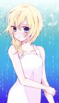  1girl bare_shoulders blonde_hair blue_eyes breasts closed_mouth collarbone dress kingdom_hearts kingdom_hearts_ii long_hair namine solo white_dress 