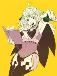 1girl 9wa ahoge bangs bodystocking book cape covered_navel fire_emblem fire_emblem_fates holding holding_book holding_weapon long_hair open_mouth ophelia_(fire_emblem) sketch solo thigh-highs weapon 