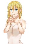  1girl bare_shoulders blonde_hair blue_eyes breasts collarbone dress highres jack_(neku13) kingdom_hearts kingdom_hearts_ii long_hair looking_at_viewer namine open_mouth simple_background solo white_background white_dress 
