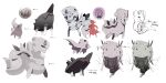  alternate_color bubble character_sheet evolutionary_line fakemon looking_at_viewer original pokemon pokemon_(creature) red_eyes siirakannu size_comparison translation_request 