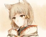  1girl animal_ears bangs blunt_bangs bodysuit cat_ears facial_mark hair_ribbon highres miroia nia_(xenoblade) ribbon short_hair silver_hair solo xenoblade_chronicles_(series) xenoblade_chronicles_2 yellow_bodysuit yellow_eyes 