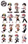  3boys 3girls apron arm_up backwards_hat bangs baseball_cap beanie black_hair black_pants black_shorts boots brendan_(pokemon) brown_footwear brown_hair buttons chibi coat commentary_request hikari_(pokemon) egg ethan_(pokemon) grey_bag grey_footwear hat holding holding_egg holding_tray jacket long_hair long_sleeves lucas_(pokemon) lyra_(pokemon) may_(pokemon) multiple_boys multiple_girls open_clothes open_jacket outstretched_arm oven_mitts pants pink_footwear pokemon pokemon_(game) pokemon_dppt pokemon_egg pokemon_hgss pokemon_oras pokemon_platinum scarf shoes short_hair shorts thigh-highs translation_request tray walking white_apron white_footwear white_headwear white_legwear white_scarf xichii 