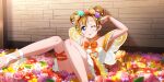  blue_eyes blush dress kousaka_honoka love_live!_school_idol_festival_all_stars orange_hair short_hair wink 