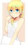  1girl bare_shoulders blonde_hair blue_eyes breasts collarbone dress highres kingdom_hearts kingdom_hearts_ii long_hair looking_at_viewer namine open_mouth paper sinzuu solo white_dress 