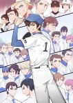  6+boys ace_of_diamond back bangs baseball_cap baseball_jersey baseball_mitt baseball_uniform brown_eyes brown_hair character_request furuya_satoru hat isashiki_jun kanemaru_shinji kataoka_tesshin kominato_haruichi kominato_ryousuke kuramochi_youichi lack_o looking_at_viewer looking_back male_focus miyuki_kazuya multiple_boys narumiya_mei okumura_koushuu pants sawamura_eijun seto_takuma short_hair smile sportswear takigawa_chris_yuu teeth toujou_hideaki white_pants yui_kaoru yuuki_tetsuya 