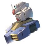  aqua_eyes cropped_torso from_side gundam highres looking_down mecha mobile_suit mobile_suit_gundam no_humans rx-78-2 science_fiction solo takahashi_masaki v-fin 
