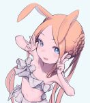  1girl abigail_williams_(fate) abigail_williams_(swimsuit_foreigner)_(fate) animal_ears bangs bare_shoulders bikini blonde_hair blue_eyes braid breasts daisi_gi fate/grand_order fate_(series) forehead hair_rings highres long_hair miniskirt navel open_mouth parted_bangs rabbit_ears sidelocks skirt small_breasts smile solo swimsuit twin_braids twintails very_long_hair white_bikini 