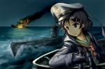  black_hair fat_(artist) green_eyes hat kriegsmarine military military_uniform mittens murasa_minamitsu peaked_cap sailor sailor_hat short_hair solo submarine touhou uniform world_war_ii wwii 