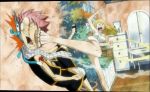  angry blonde_hair breasts cap fairy_tail feet kick large_breasts long_hair lucy_heartphilia natsu_dragonil redhead scarf towel 
