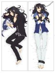  androgynous artist_request black_hair bondage chains collar dakimakura long_hair lying male navel open_mouth open_shirt repede solo source_request strap tales_of_vesperia yuri_lowell 