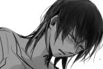  1girl angry hair_down kokenishian monochrome shingeki_no_kyojin short_hair solo white_background ymir_(shingeki_no_kyojin) 