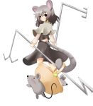 animal_ears basket capelet dowsing_rod dowsing_rods foreshortening grey_hair highres looking_back midriff mouse mouse_ears nazrin prehensile_tail red_eyes short_hair smile solo tail touhou transparent_background zaki_(artist)