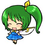  bow chibi closed_eyes daiyousei green_hair side_ponytail simple_background socha solo touhou wings 