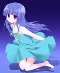  blue_hair dress etou_(cherry7) furude_rika higurashi_no_naku_koro_ni legs long_hair purple_eyes solo violet_eyes 