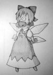  cirno homer_simpson lowres monochrome sketch the_simpsons touhou 