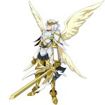  .hack//games .hack//link angel_wings armor balmung knight official_art short_hair sword weapon white_hair wings 