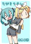  chibi_miku hatsune_miku kagamine_rin leap_frog minami_(colorful_palette) ribbon twintails vocaloid |_| 