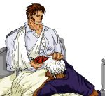  brown_hair k&#039; king_of_fighters kof male maxima snk white_hair yaoi 