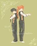 back_to_back black_hair mizuhara_kana necktie orange_hair ponytail q.e.d. short_hair si_sya_mo socks touma_sou uniform 