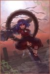  purple_hair red_eyes rope sankuma shide short_hair touhou yasaka_kanako 