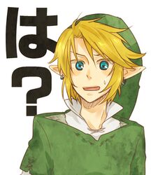  blonde_hair blue_eyes earrings hat jewelry link male namu_(yukito25) nintendo pointy_ears sweat the_legend_of_zelda 