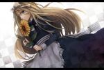 axis_powers_hetalia belarus_(hetalia) blonde_hair blue_eyes bow checkered dress dutch_angle flower long_hair sunflower tama_(songe) 