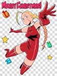  boots braid cammy_white checkered checkered_background christmas g-room_honten gift gloves long_hair scar shiny star street_fighter thighhighs 