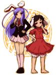  :p bamboo barefoot blazer bloomers blush blush_stickers brown_hair bunny_ears carrot dress inaba_tewi jewelry kingin long_hair necklace necktie pleated_skirt purple_hair rabbit_ears red_eyes reisen_udongein_inaba rough shoes short_hair sketch skirt tears thumbs_up tongue touhou 
