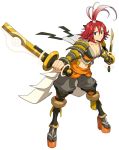  .hack//g.u. .hack//link antenna_hair armband boots breasts choker cleavage crop_top dual_swords dual_wielding jewelry midriff navel official_art orange_eyes platform_footwear platforms red_hair redhead ring short_hair weapon yowkow 