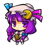  chibi hat long_hair patchouli_knowledge purple_eyes purple_hair simple_background socha solo touhou violet_eyes 