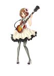 brown_eyes brown_hair don&#039;t_say_lazy don't_say_&quot;lazy&quot; guitar highres hirasawa_yui instrument k-on! klamp legs les_paul pantyhose short_hair solo striped vertical-striped_legwear vertical_stripes 