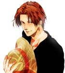  :p artist_request hat male mcr one_piece red_hair redhead scar shanks short_hair simple_background solo straw_hat tongue 