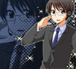  formal glasses headphones hiyama_kiyoteru male necktie sparkle suit vocaloid 