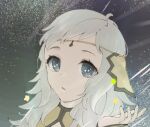  1girl ahoge bangs blonde_hair circlet fire_emblem fire_emblem_fates grey_eyes long_hair looking_at_viewer night night_sky open_mouth ophelia_(fire_emblem) sanoyo_fe sky star_(sky) starry_sky turtleneck 